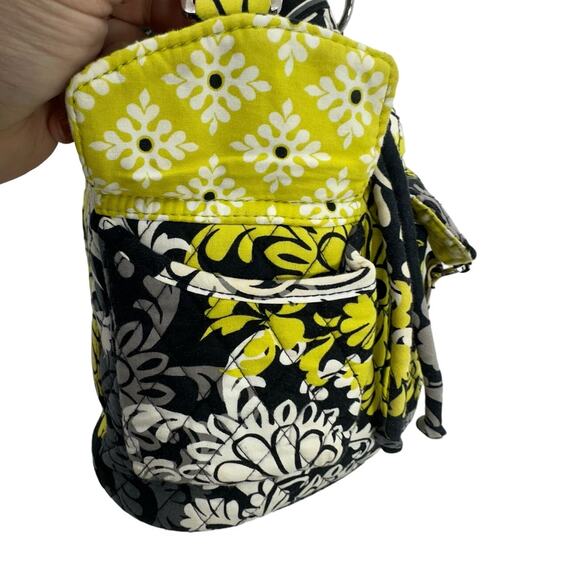 Vera Bradley Quilted Drawstring Shoulder Bag Green Black Floral Paisley Boho - Picture 7 of 9